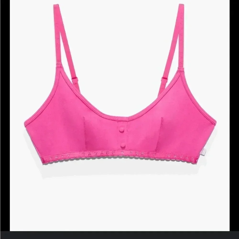 SAVAGE X FENTY COTTON JERSEY BRALETTE PINK SIZE SMALL